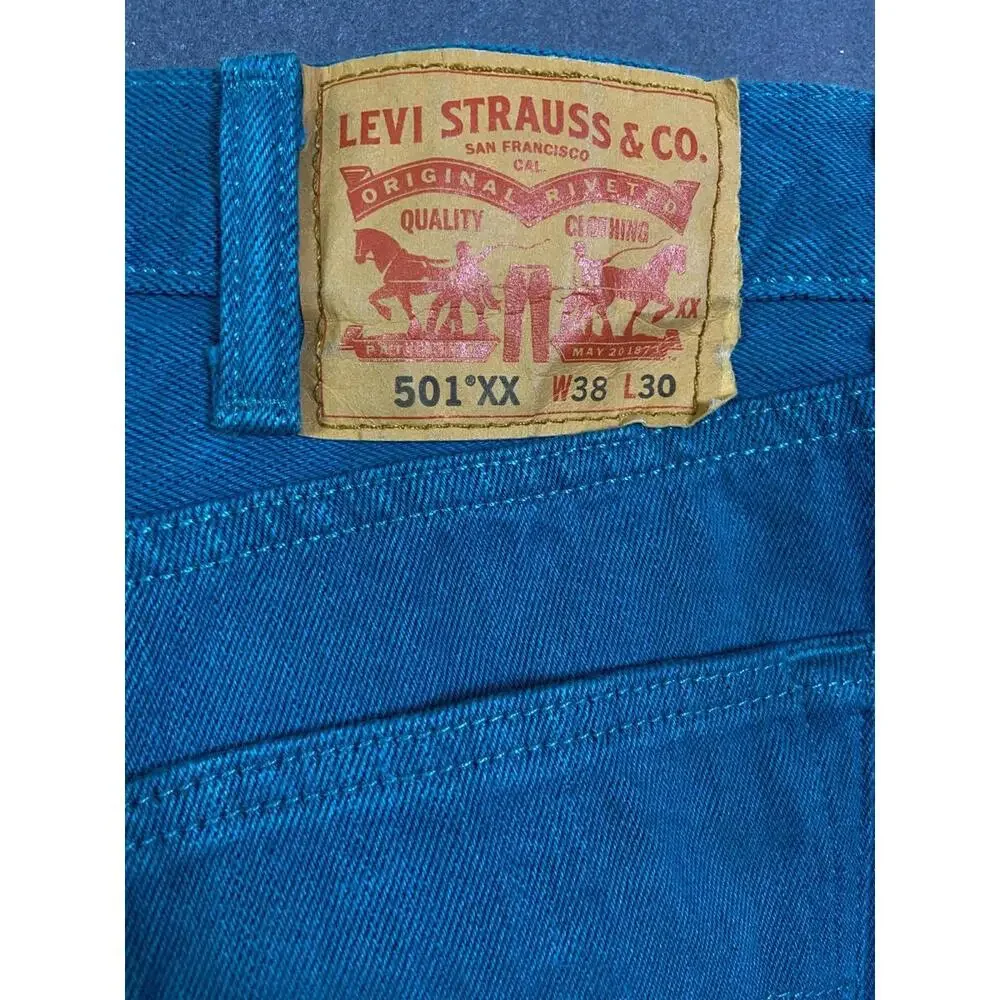 Levis 501 XX Jeans Men 38x30 36x30 Turquoise Original Fit Straight Button Fly